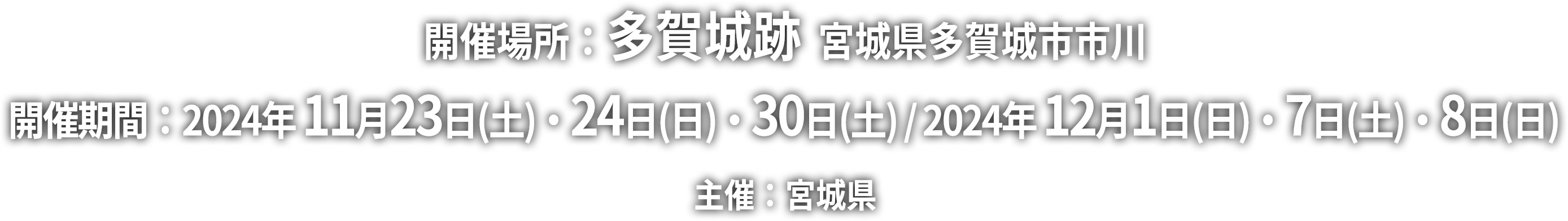 開催期間：2024年 11月23日(土)・24日(日)・30日(土) / 2024年 12月1日(日)・7日(土)・8日(日)